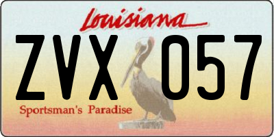 LA license plate ZVX057