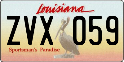 LA license plate ZVX059