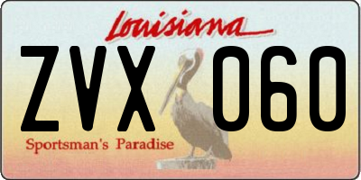 LA license plate ZVX060