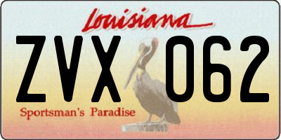 LA license plate ZVX062