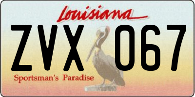 LA license plate ZVX067