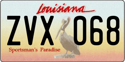 LA license plate ZVX068