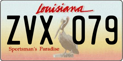 LA license plate ZVX079