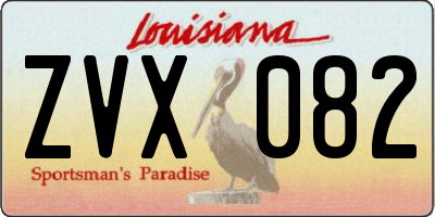 LA license plate ZVX082