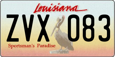 LA license plate ZVX083