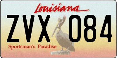 LA license plate ZVX084