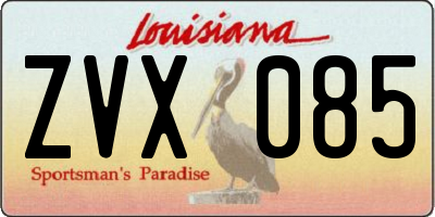 LA license plate ZVX085