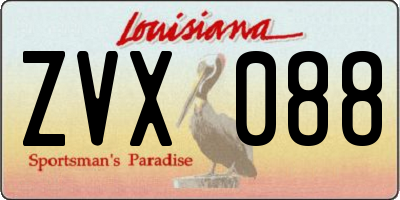 LA license plate ZVX088