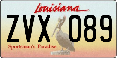 LA license plate ZVX089