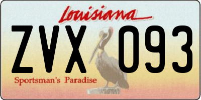 LA license plate ZVX093