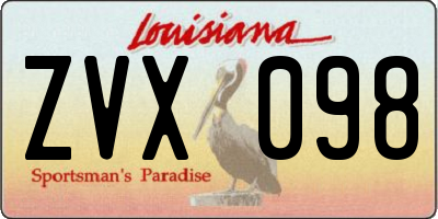 LA license plate ZVX098