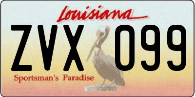 LA license plate ZVX099