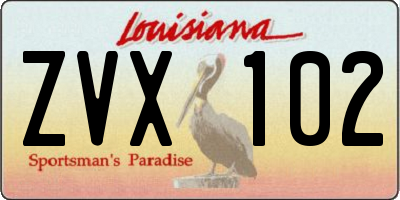 LA license plate ZVX102