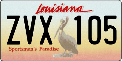 LA license plate ZVX105