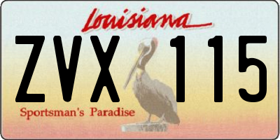 LA license plate ZVX115