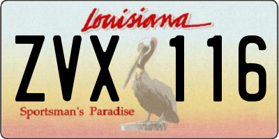 LA license plate ZVX116