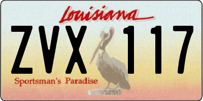 LA license plate ZVX117