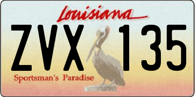 LA license plate ZVX135