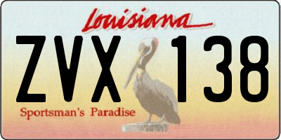 LA license plate ZVX138