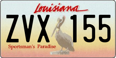 LA license plate ZVX155