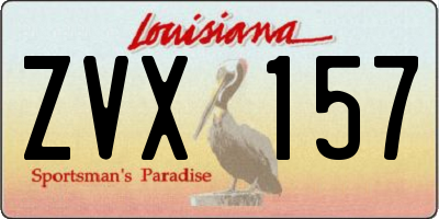 LA license plate ZVX157