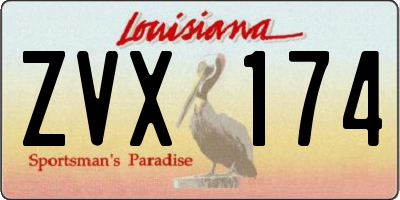 LA license plate ZVX174