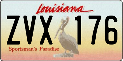 LA license plate ZVX176