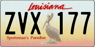 LA license plate ZVX177