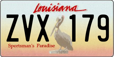 LA license plate ZVX179