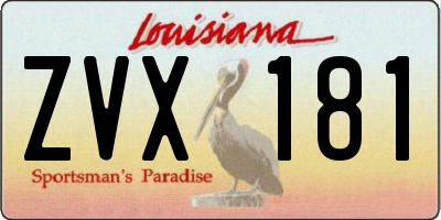 LA license plate ZVX181