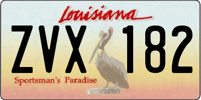 LA license plate ZVX182