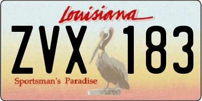 LA license plate ZVX183