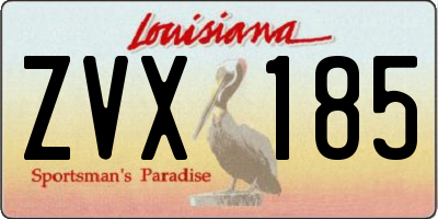 LA license plate ZVX185