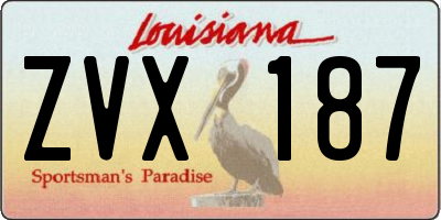 LA license plate ZVX187