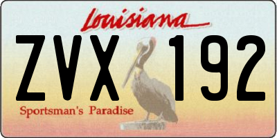 LA license plate ZVX192