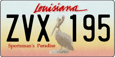 LA license plate ZVX195