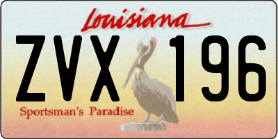 LA license plate ZVX196