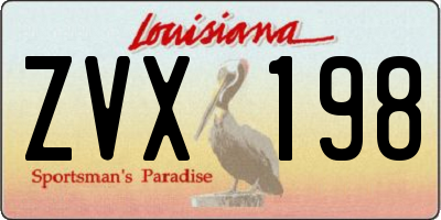 LA license plate ZVX198