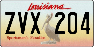 LA license plate ZVX204