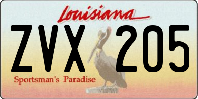 LA license plate ZVX205