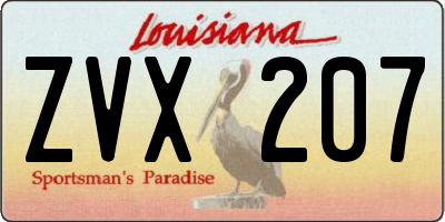 LA license plate ZVX207