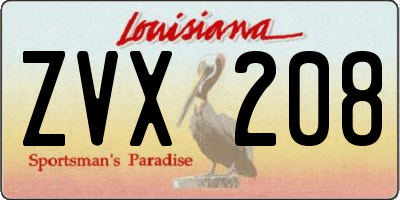 LA license plate ZVX208