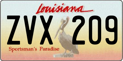 LA license plate ZVX209