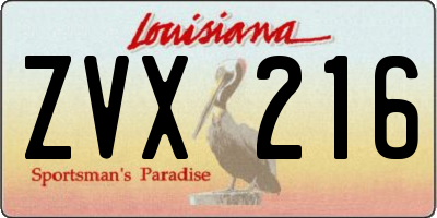 LA license plate ZVX216