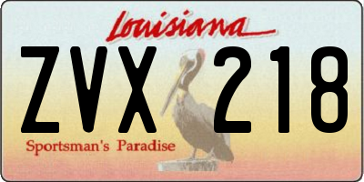 LA license plate ZVX218