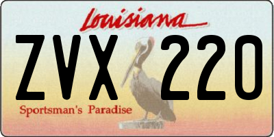 LA license plate ZVX220