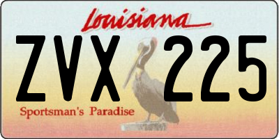 LA license plate ZVX225