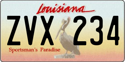 LA license plate ZVX234