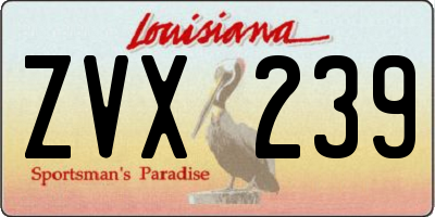 LA license plate ZVX239