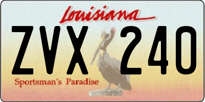 LA license plate ZVX240